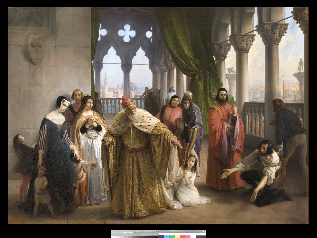 Det siste møtet mellom Jacopo Foscari og hans familie før de ble forvist, 1838-40 av Francesco Hayez