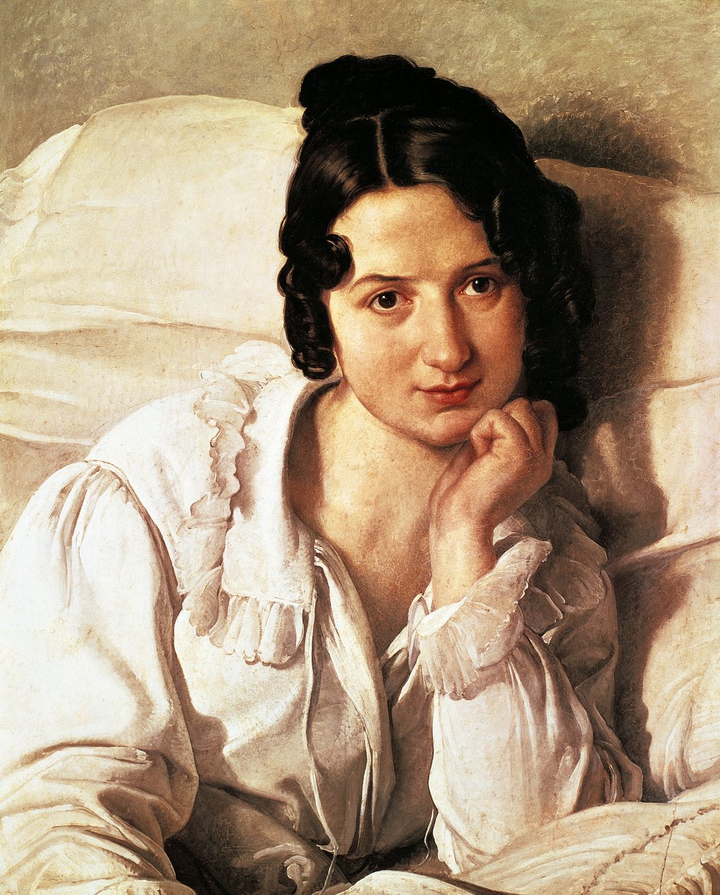 Den syke kvinnen, portrett av Carolina Zucchi av Francesco Hayez (1791-1882), olje på lerret, 60x495 cm av Francesco Hayez