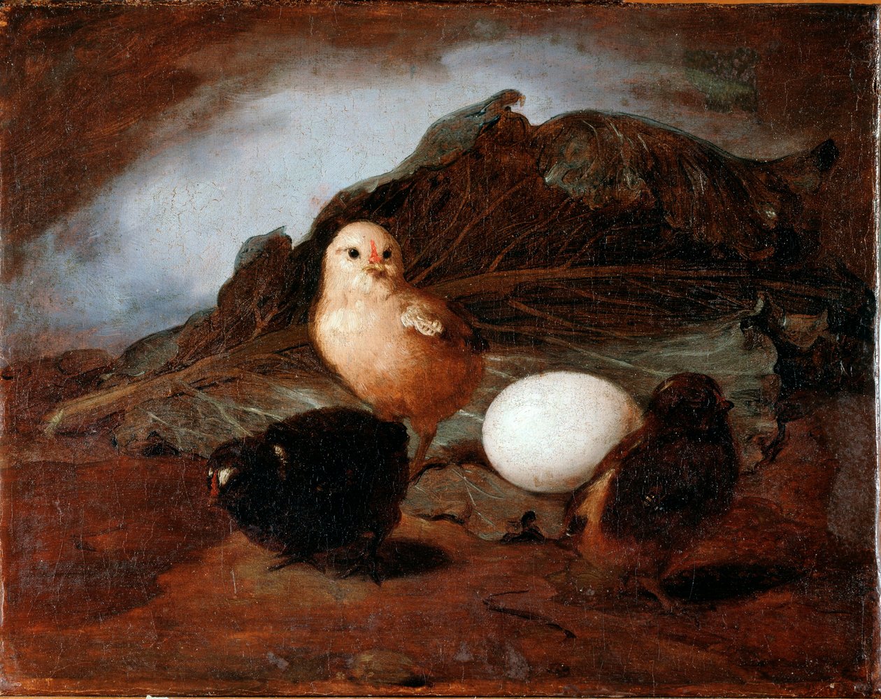 Kyllinger (kyllinger) Maleri av Francesco Inganni (1793-1873) 1862 Dim 25,6x33,2 cm Gener, Galleria d