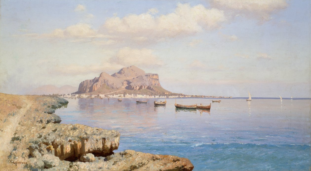 Utsikt over Palermo, av Francesco Lojacono (1838-1915), olje på lerret, 50,5x91,5 cm av Francesco Lojacono