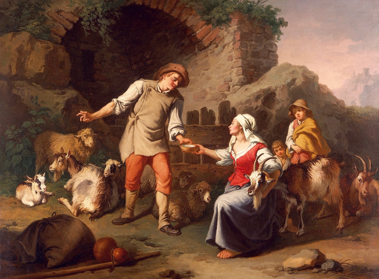 Country scene, av Francesco Londonio (1723-1783) av Francesco Londonio