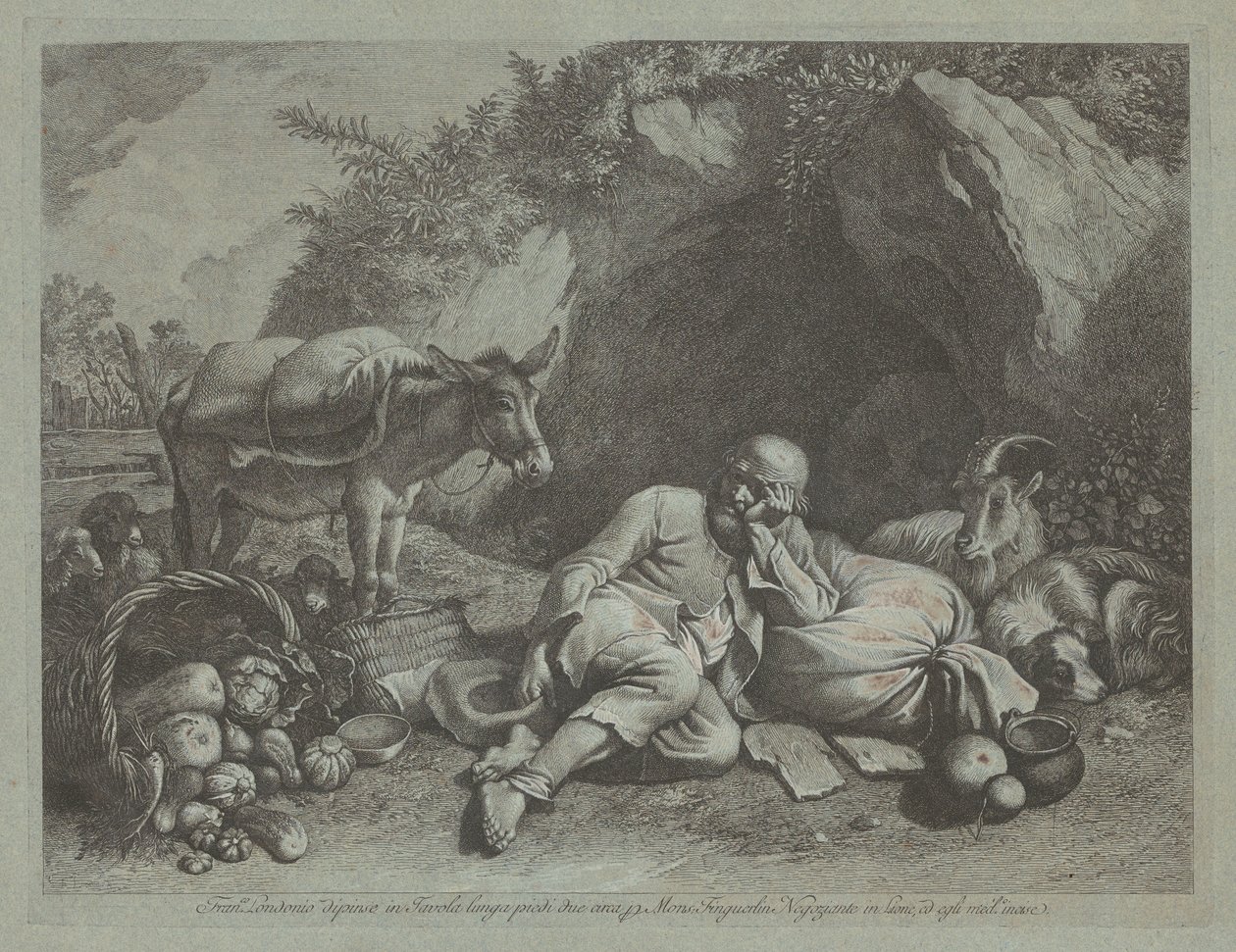 Gammel mann lener seg mot en sekk, sannsynligvis etter 1767. av Francesco Londonio