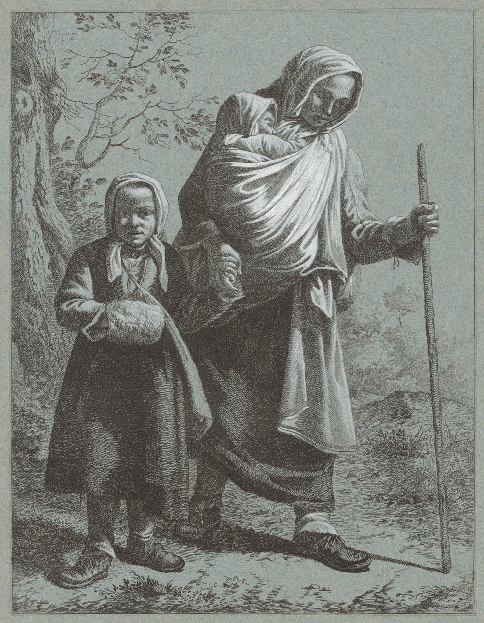 Bondekvinne med to barn, 1764. av Francesco Londonio