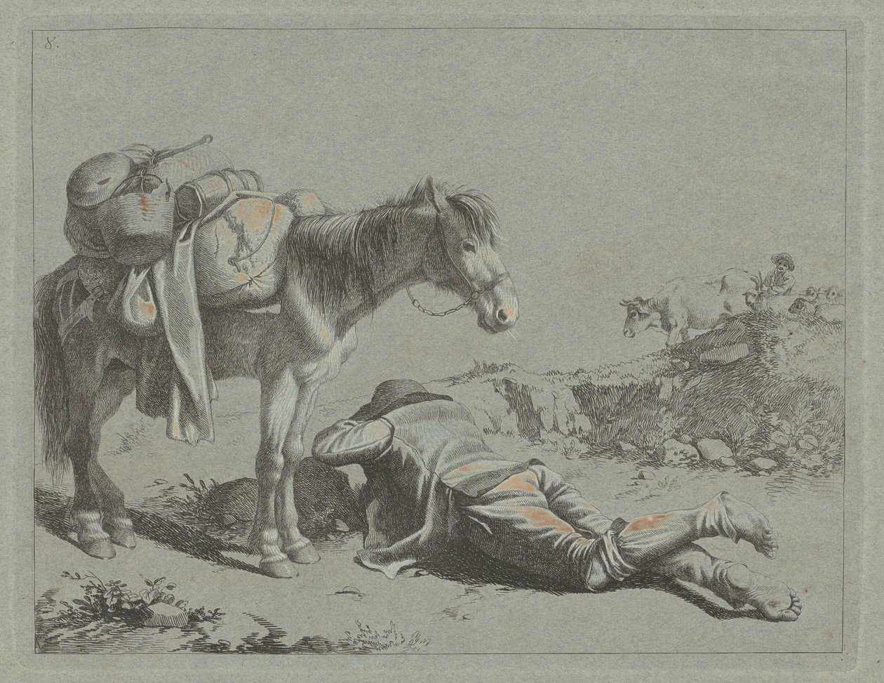 Shepherd in Repose nær en Pack Horse, ca. 1762. av Francesco Londonio