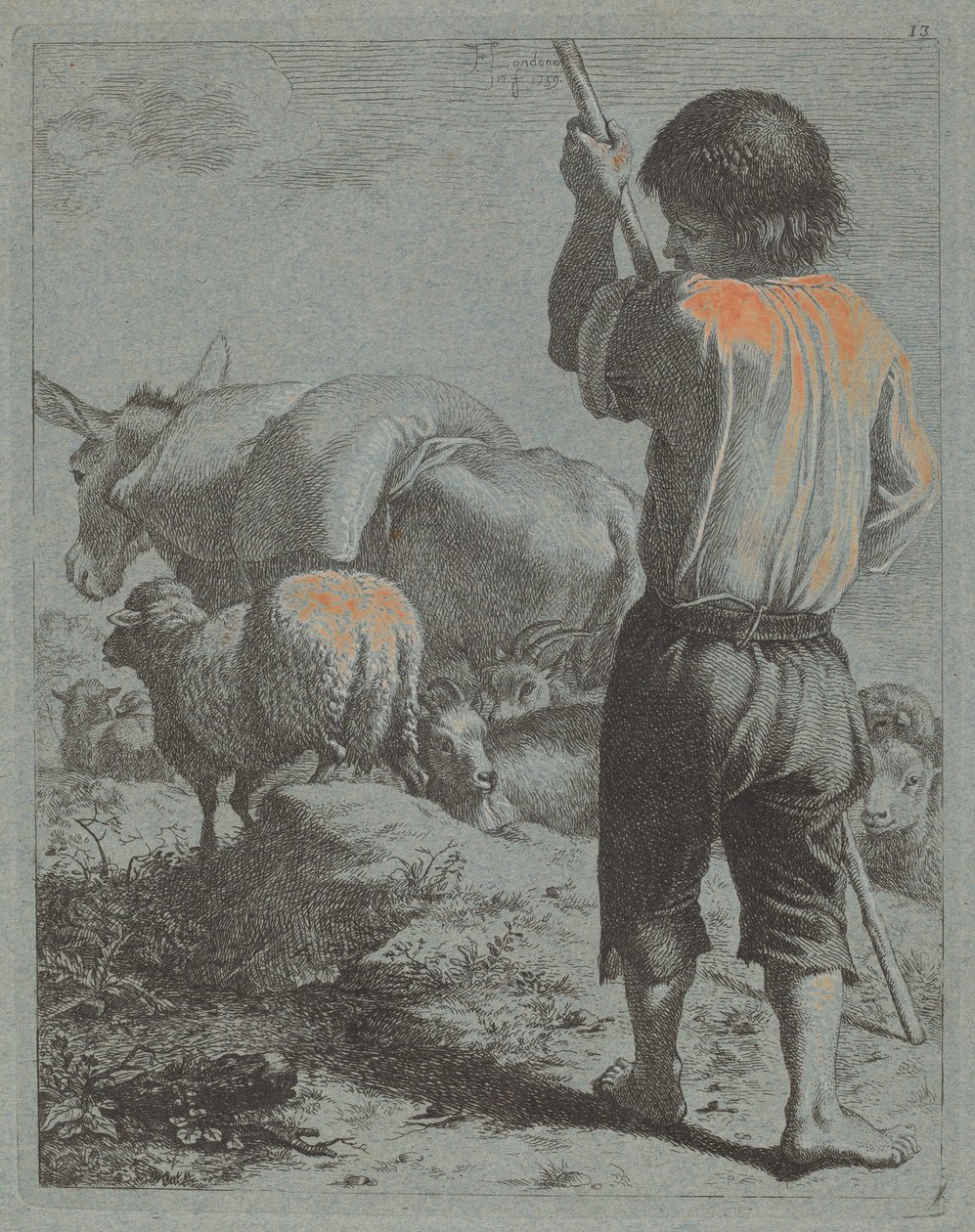 Hyrde med esel, sau og geit, 1759. av Francesco Londonio