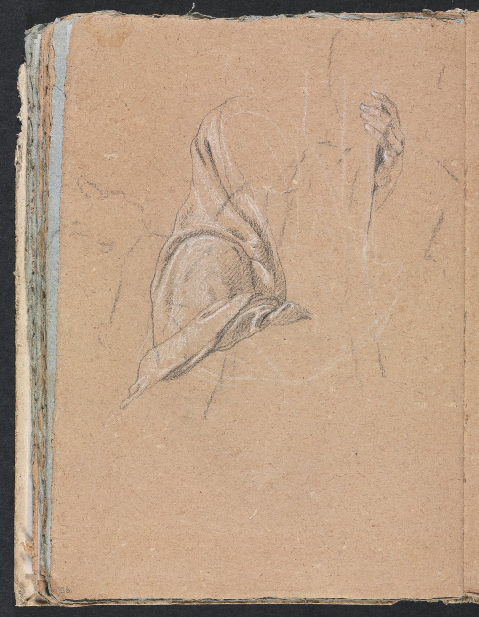 Verona Sketchbook: Draperistudie med venstre hånd (side 56) av Francesco Lorenzi