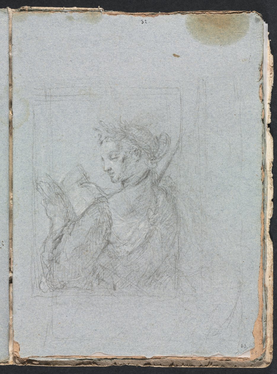 Verona Sketchbook: Kvinnefigur med åpen bok (side 63) av Francesco Lorenzi