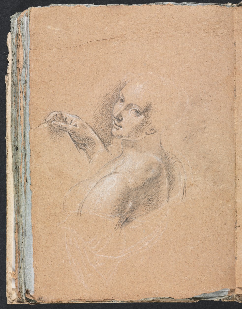Verona Sketchbook: Naken kvinne ser over venstre skulder (side 74) av Francesco Lorenzi