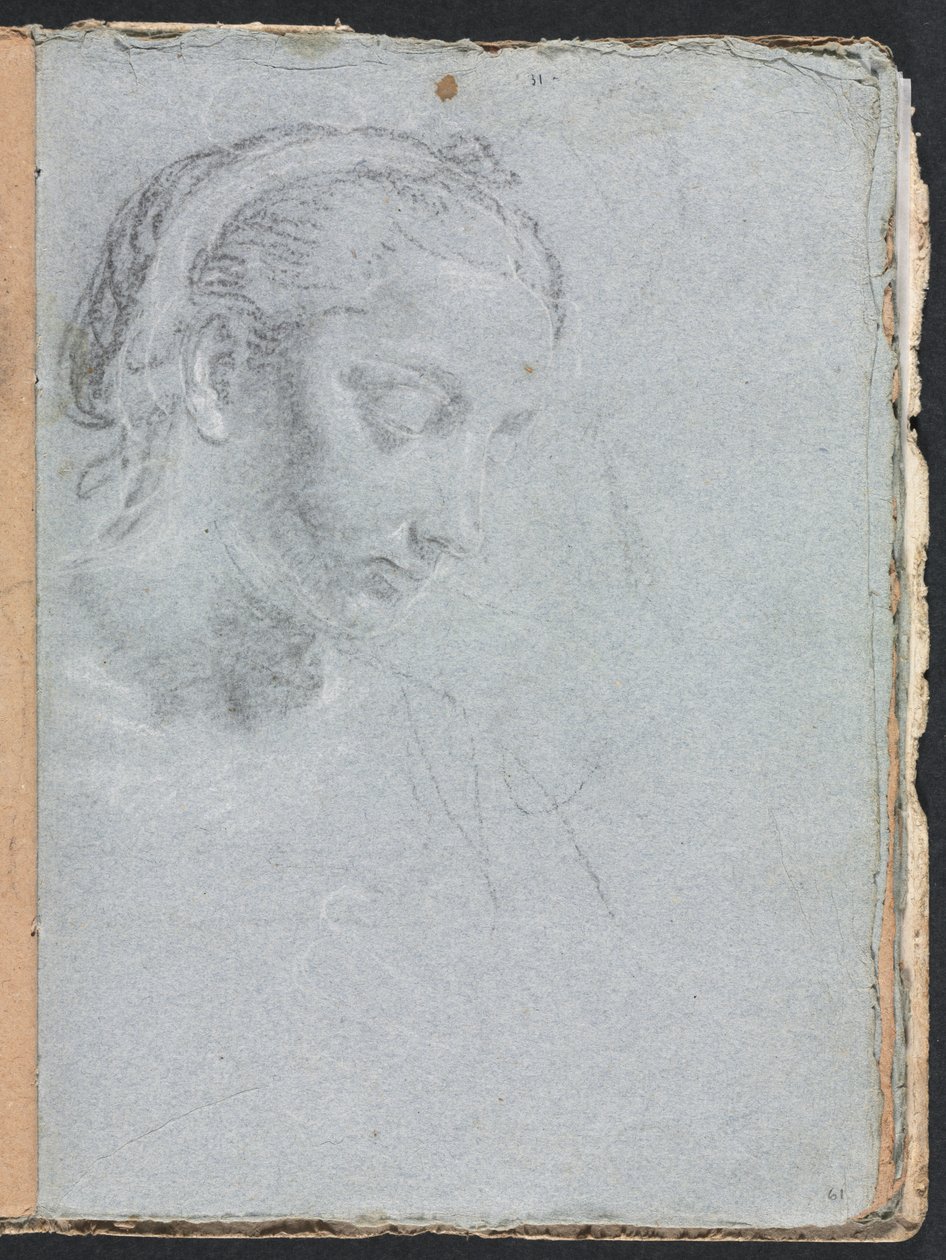 Verona Sketchbook: Hode og skuldre til en kvinne side 61, 1760. av Francesco Lorenzi