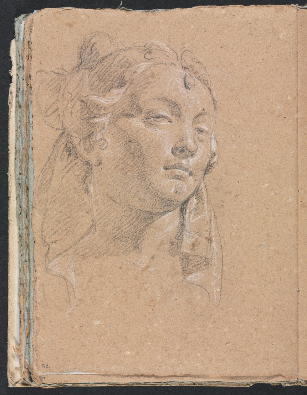 Verona Sketchbook: Head of a woman side 58, 1760. av Francesco Lorenzi