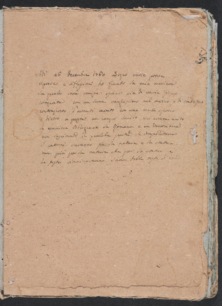 Verona Skissebok: Inskripsjon (side 1) av Francesco Lorenzi