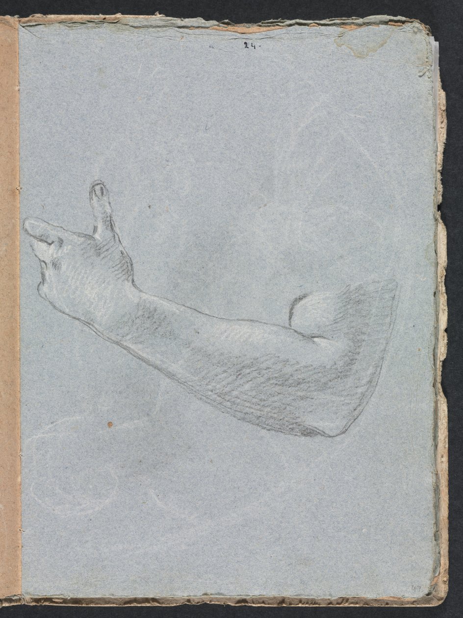 Verona Skissebok: Venstre arm og hånd side 47, 1760. av Francesco Lorenzi