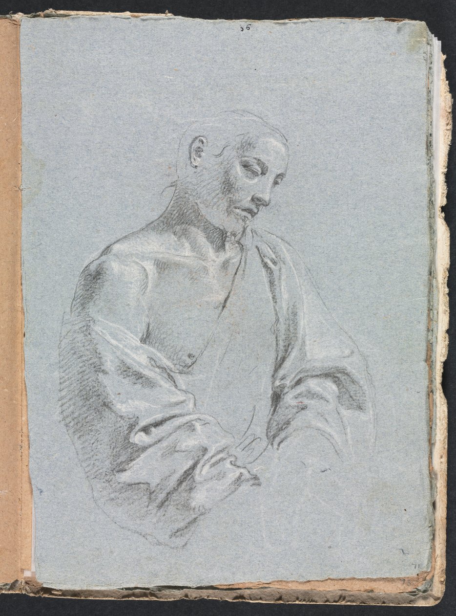 Verona Sketchbook: Mannsfigur med draperi (side 71) av Francesco Lorenzi
