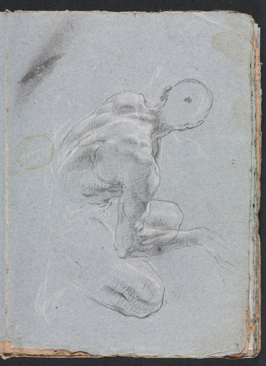 Verona Sketchbook: Naken mann fra baksiden side 9, 1760. av Francesco Lorenzi