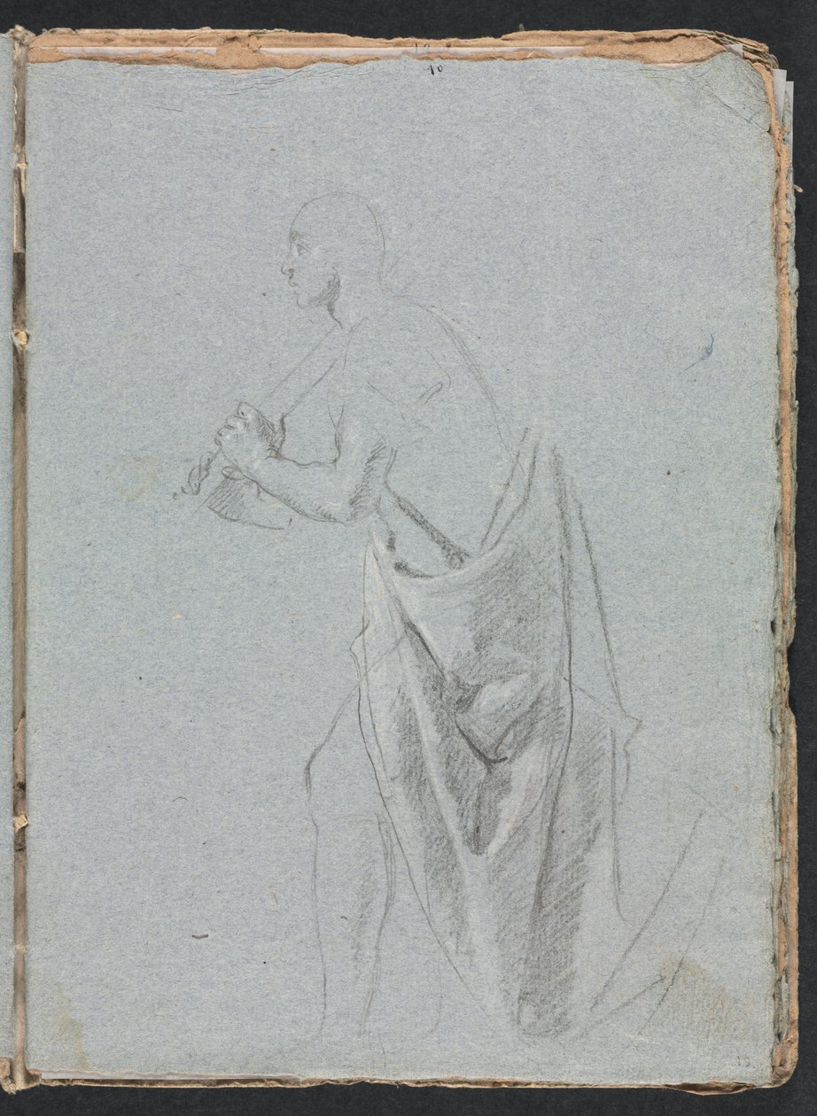 Verona Sketchbook: Stående hann med draperi (side 19) av Francesco Lorenzi