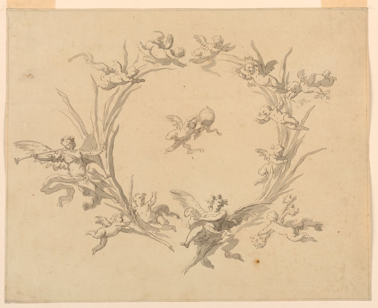 Tegning, studie for freskodekorasjon, Quirinalpalasset, Roma, 1815–16 av Francesco Manno