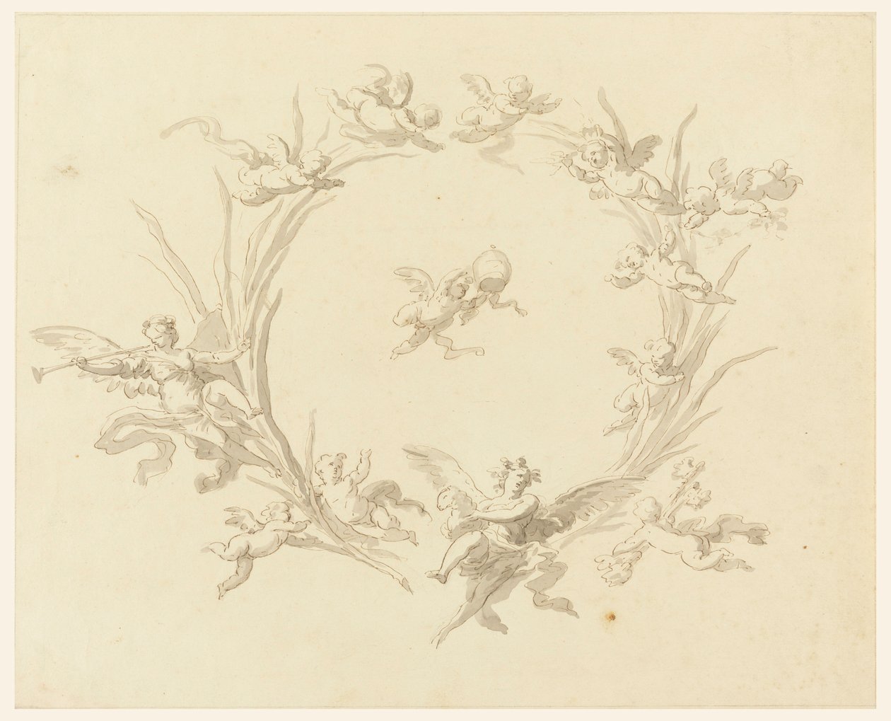 Tegning, Study for Fresco Decoration, Quirinal Palace, Roma, 1815–16 av Francesco Manno