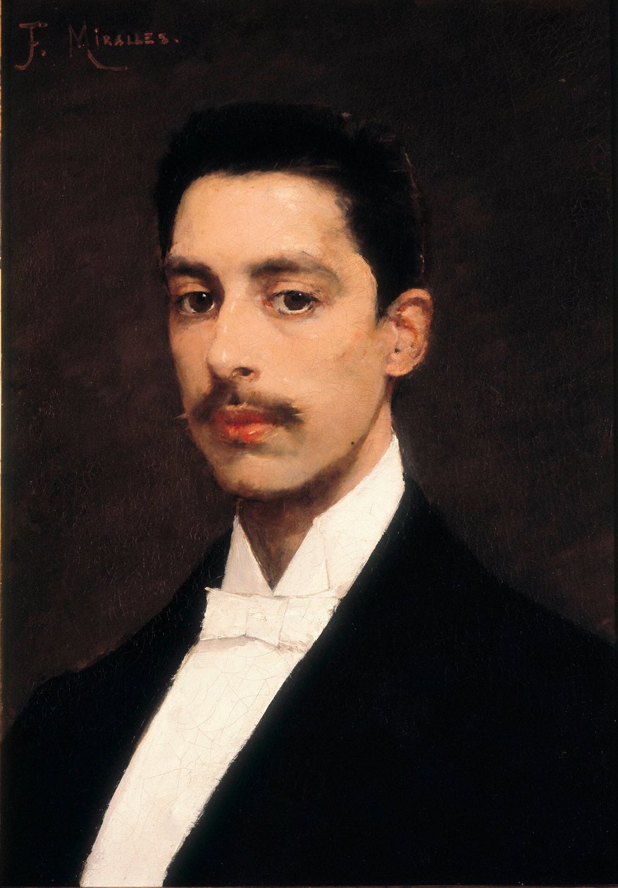 Portrett av Enrique Granados (1867-1916), spansk pianist og komponist, sent på 1800-tallet (maleri) av Francesco Miralles Galaup
