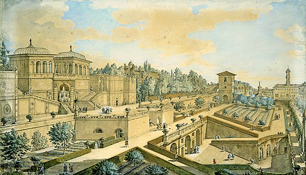 Utsikt over Roma (akvarell på papir) av Francesco Panini