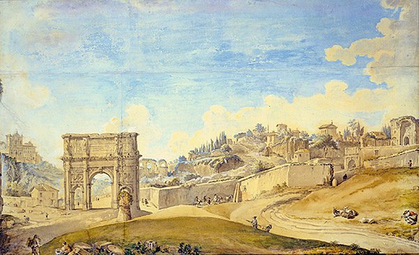 Utsikt over Roma (akvarell på papir) av Francesco Panini
