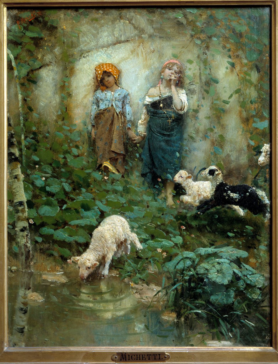 To små hyrder maleri av Francesco Paolo Michelli (1851-1929) Firenze fra 1800-tallet, Museum of Modern Art av Francesco Paolo Michelli