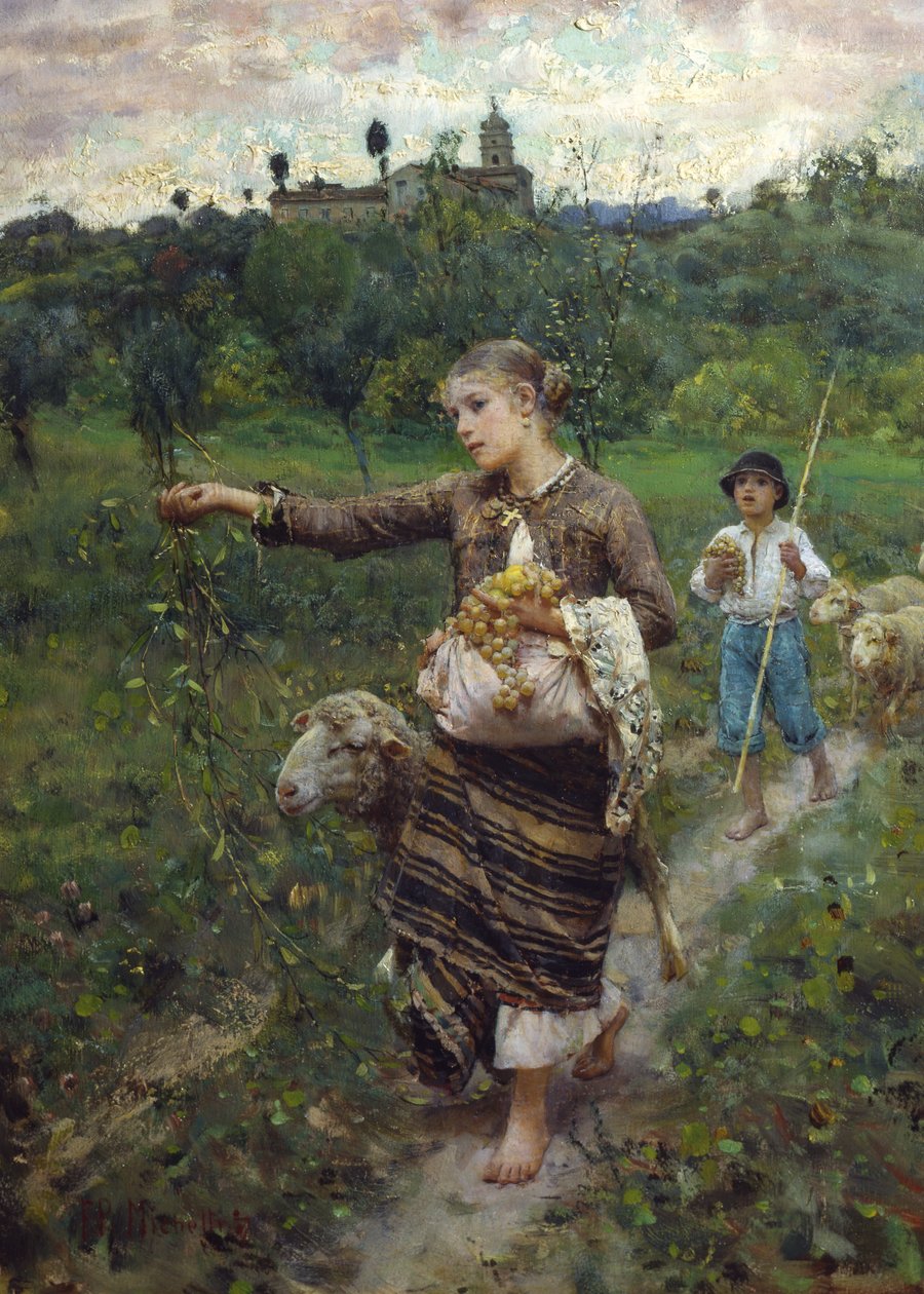 Gjeterinnen (olje på lerret) av Francesco Paolo Michetti