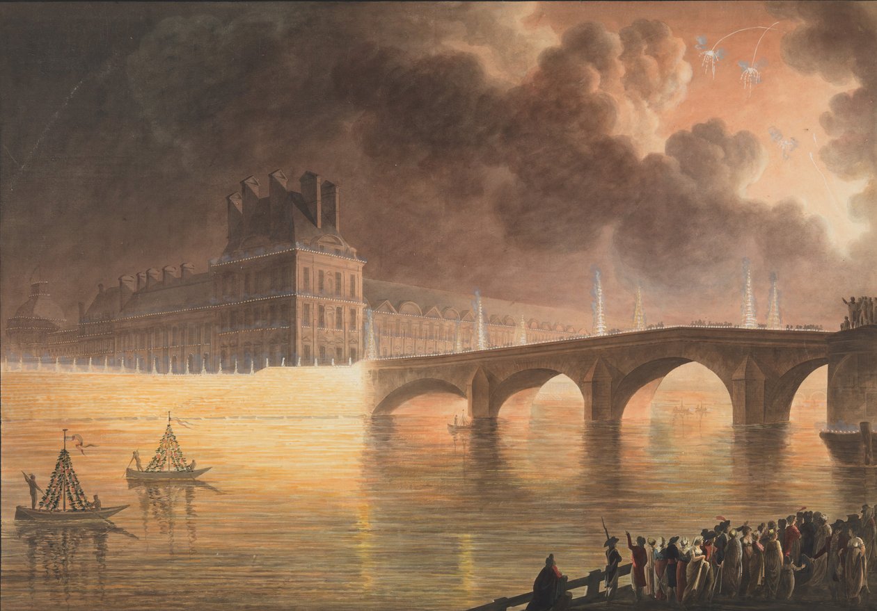 Fest for generell fred gitt i Paris 18. Brumaire. Kongebroen, 1801-2 av Francesco Piranesi