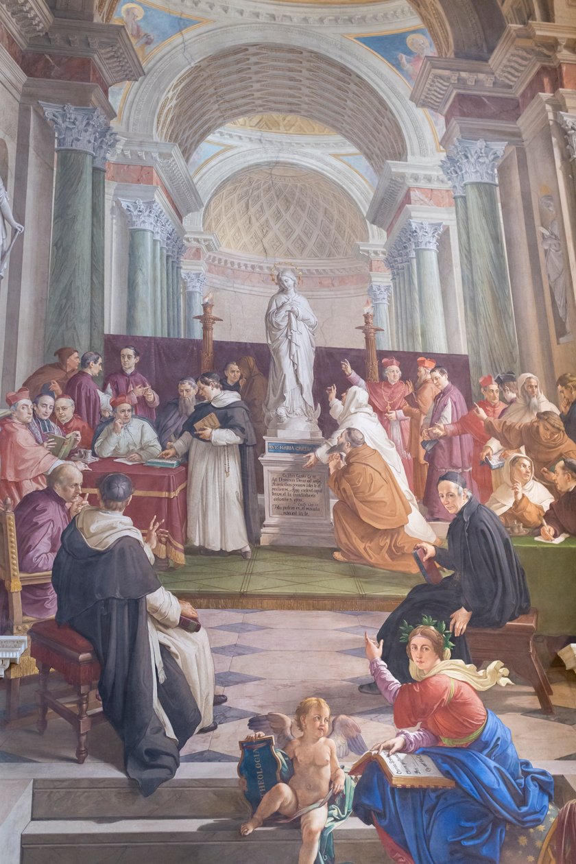 Diskusjon om den ubesmittede unnfangelsen (fresco) (detalj av 3362150) av Francesco Podesti