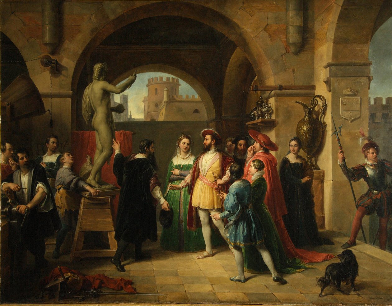 Francis I i studioet til Benvenuto Cellini, 1837 av Francesco Podesti