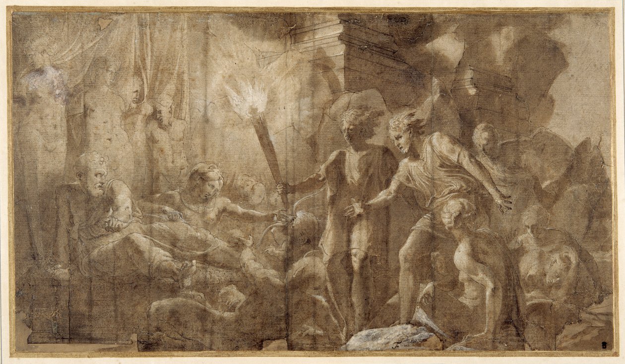 Hercules ligger ved siden av Omphale av Francesco Primaticcio