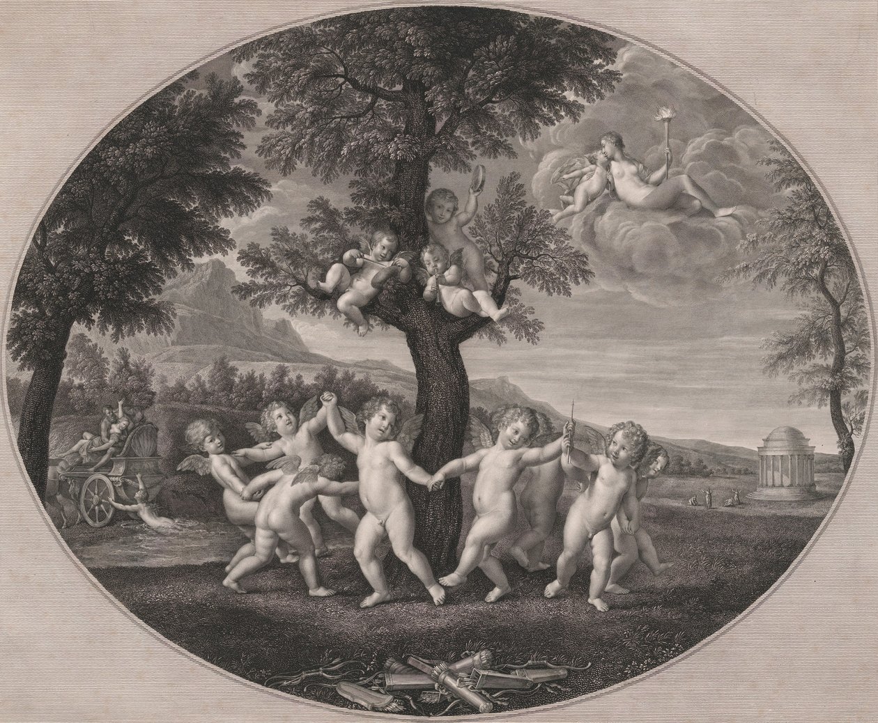 Amorer feirer voldtekten av Proserpina, 1805-12. av Francesco Rosaspina