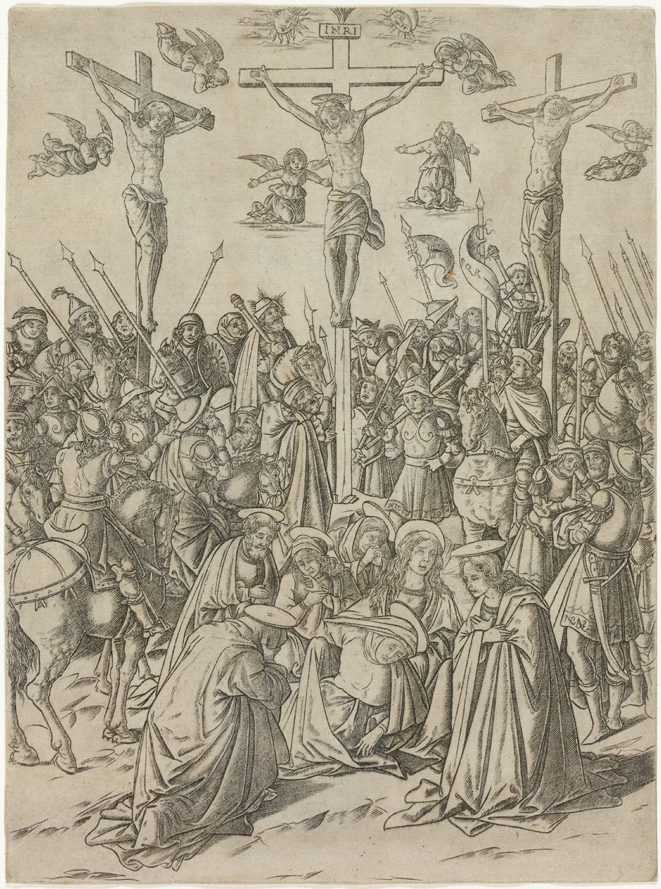 Korsfestelsen med de to tyvene, plate ti fra Jomfruens liv og Kristus av Francesco Rosselli