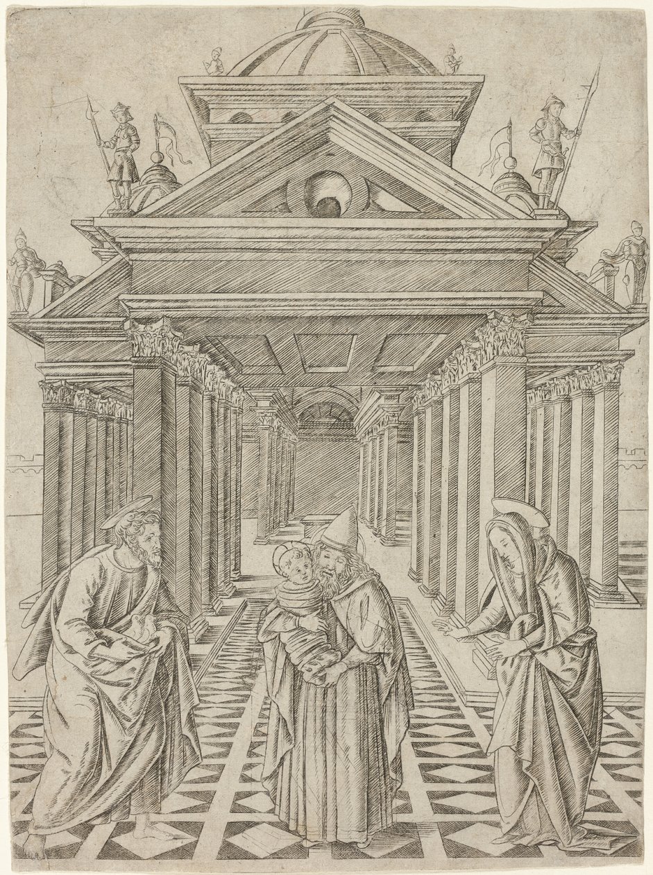 Presentasjonen i tempelet, plate fire fra Jomfruens liv og Kristus av Francesco Rosselli
