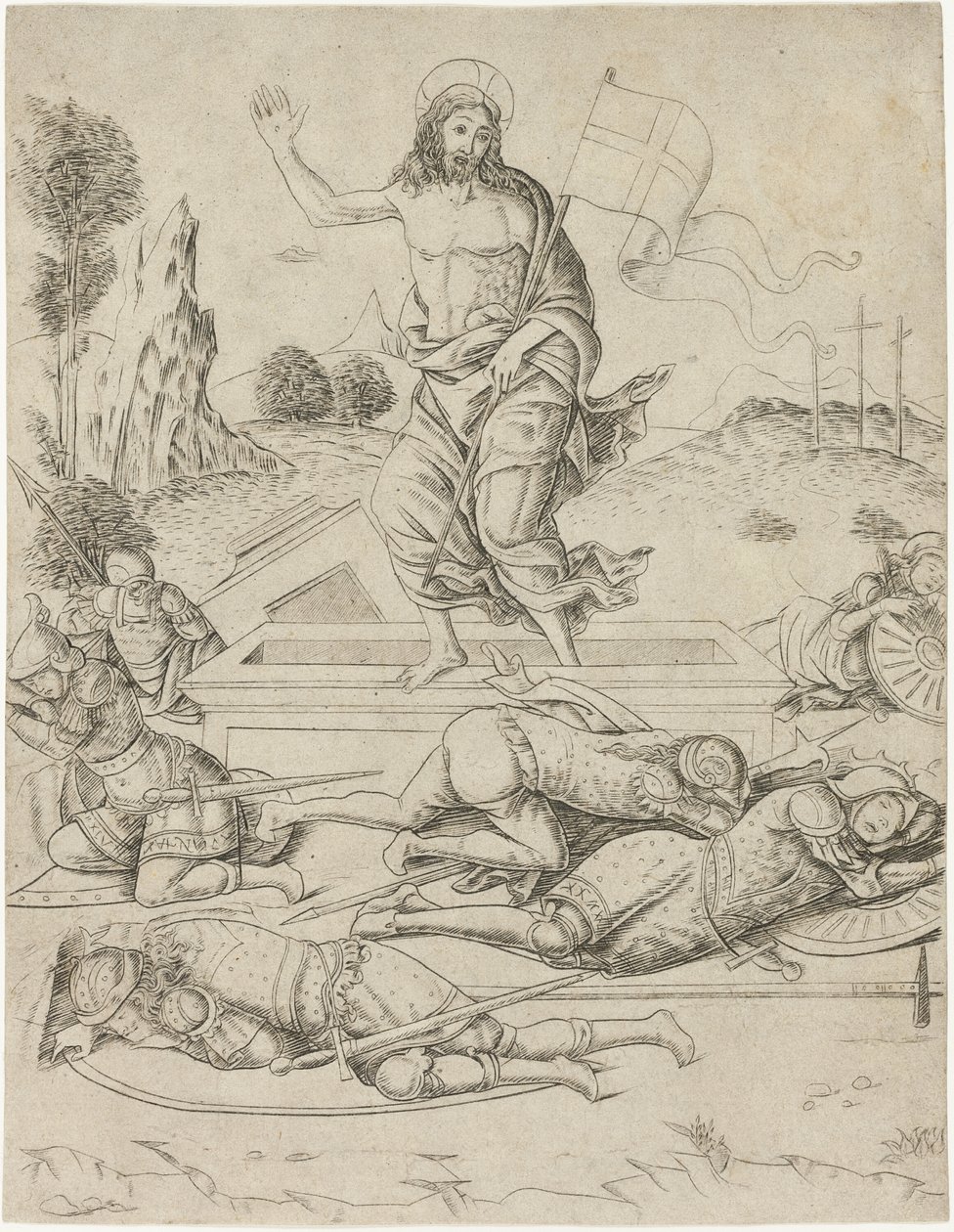 Oppstandelsen, plate elleve fra Jomfruens liv og Kristus av Francesco Rosselli