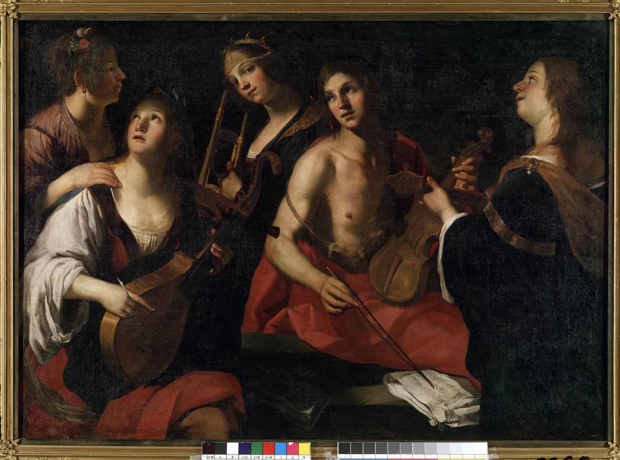 Konserten (Konsert). Maleri av Francesco Rustici (cirka 1575-1626). Olje på lerret av Francesco Rustici