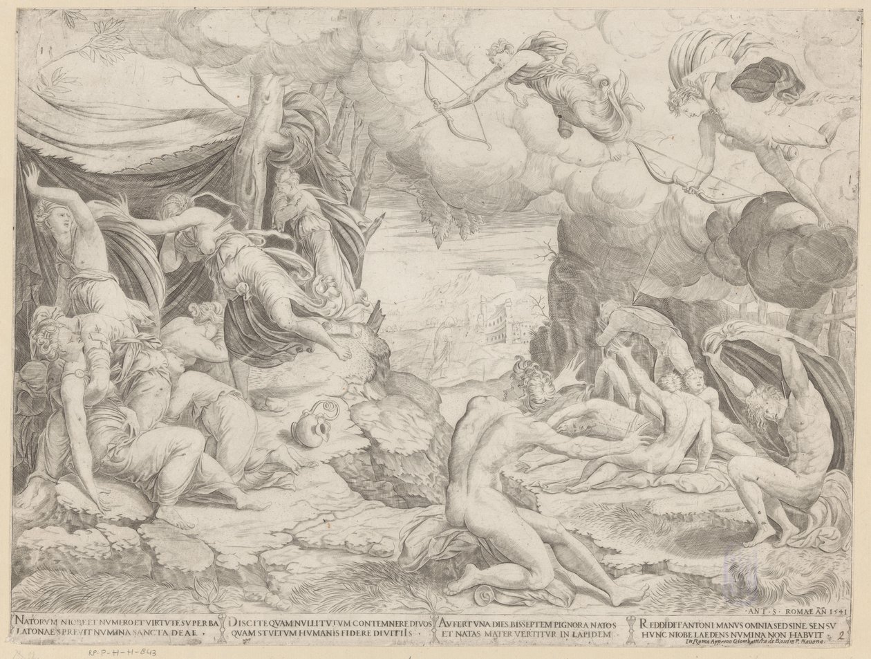 Apollo og Diana dreper barna til Niobe av Francesco Salviati