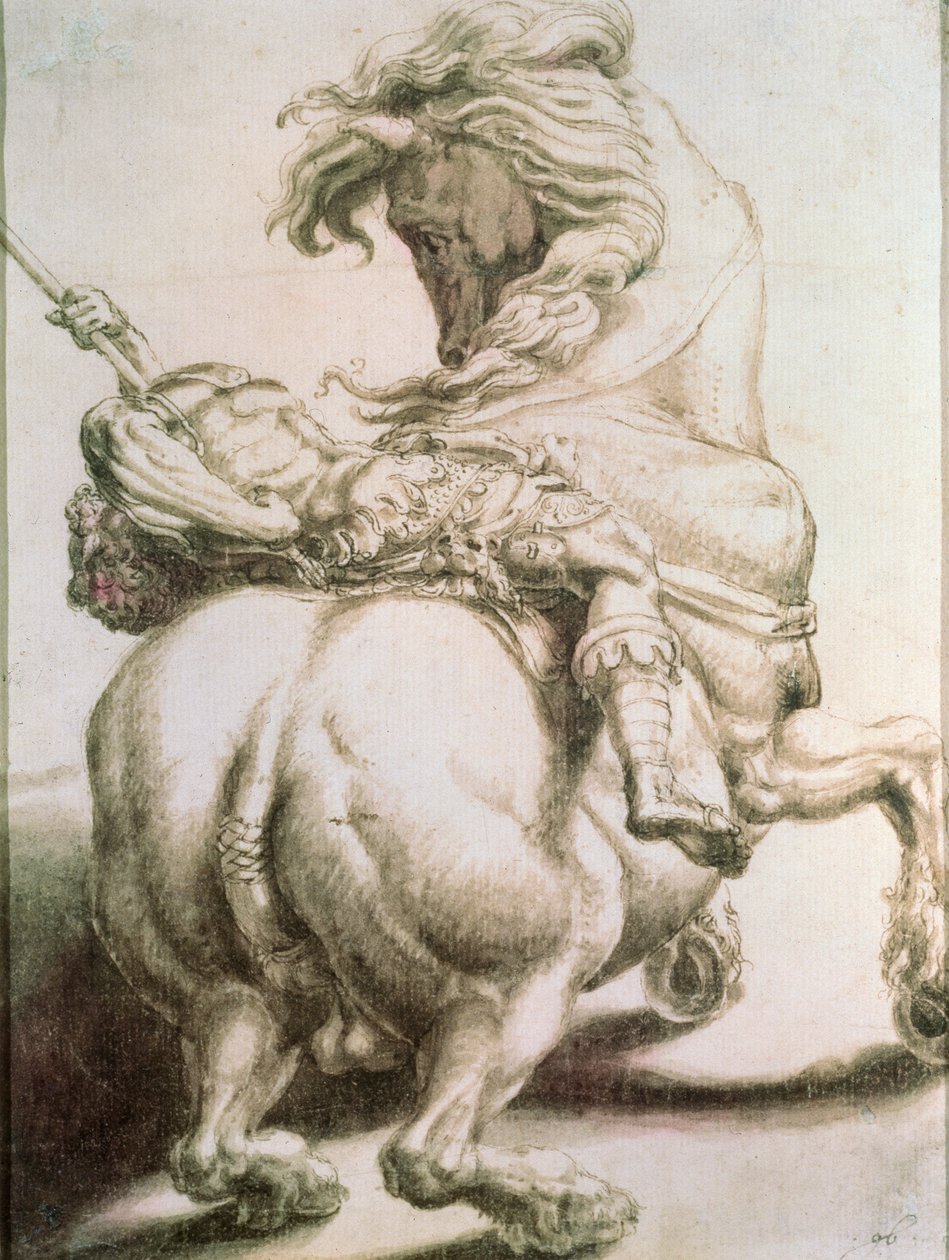 Rytter gjennomboret av et spyd, 1500-tallet av Francesco de Rossi Salviati Cecchino