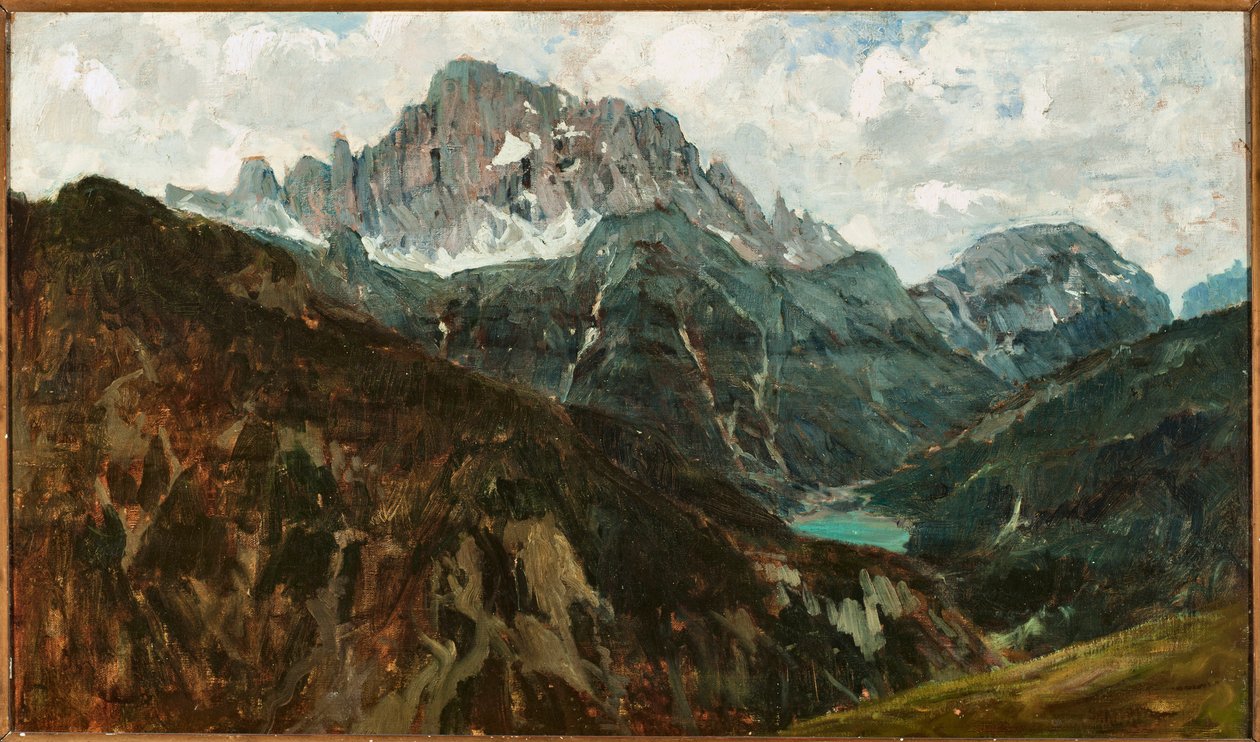 Fjelllandskap, Monte Civetta, Italia (olje på lerret av Francesco Sartorelli