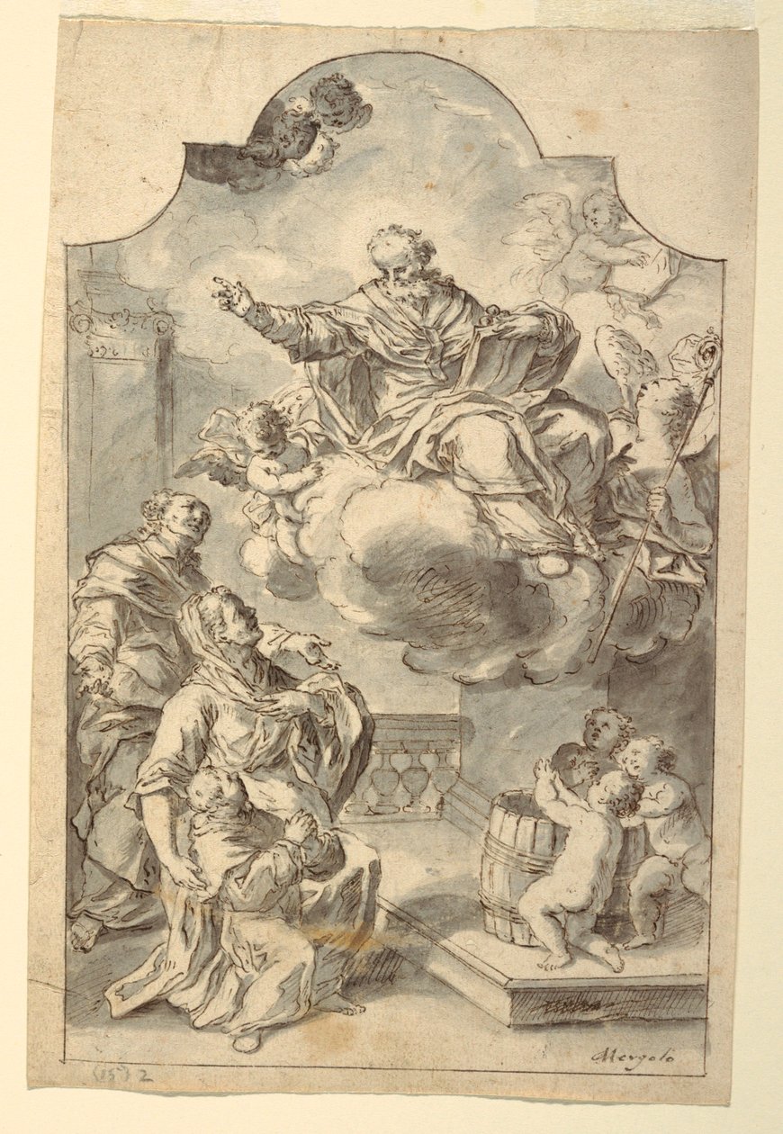 Et votivbilde av en gutt presentert av sine foreldre til St. Nicholas av Bari av Francesco Saverio Mergolo