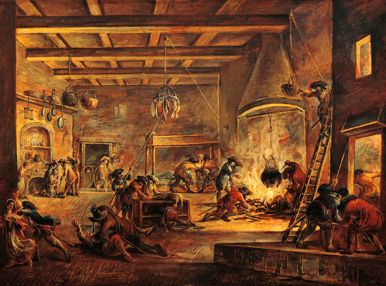 Plyndringskjøkken, av Francesco Simonini (1669-1753). av Francesco Simonini