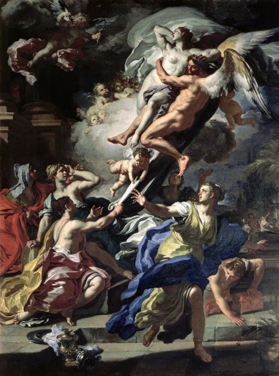 Boreas bortfører Oreithyia, datter av Erechtheus, 1729 av Francesco Solimena
