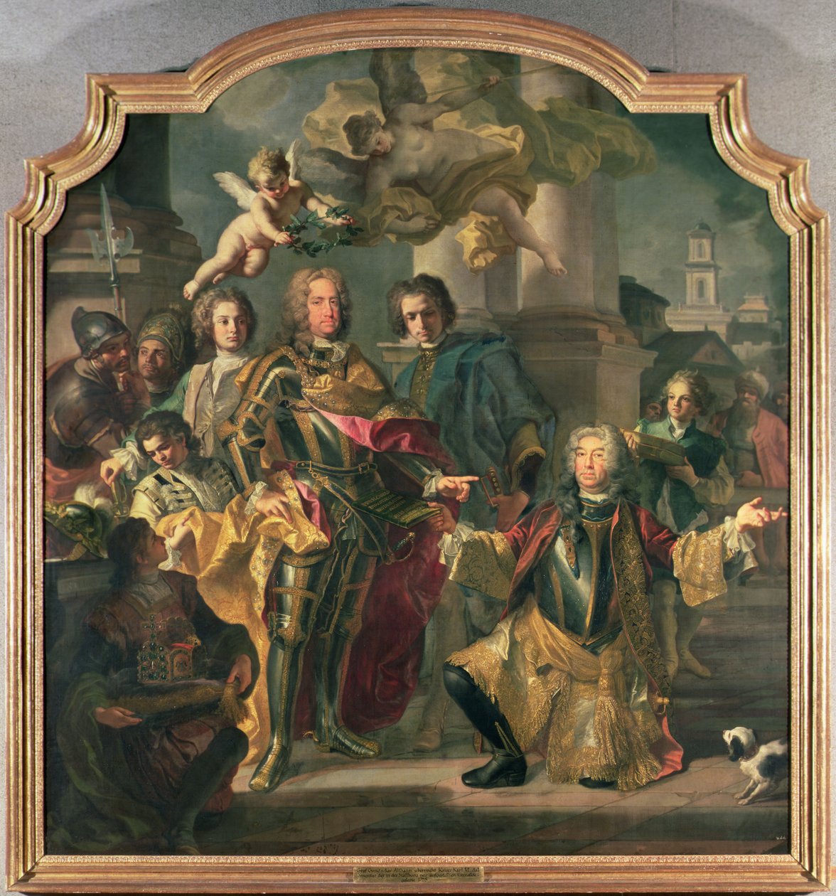 Gundaker-grev Althann overlater til keiser Charles VI (Karl III av Ungarn) (1685-1740) inventaret til den keiserlige billedsamlingen i Stallburg (1685-1740) keiserens ledere og av Francesco Solimena