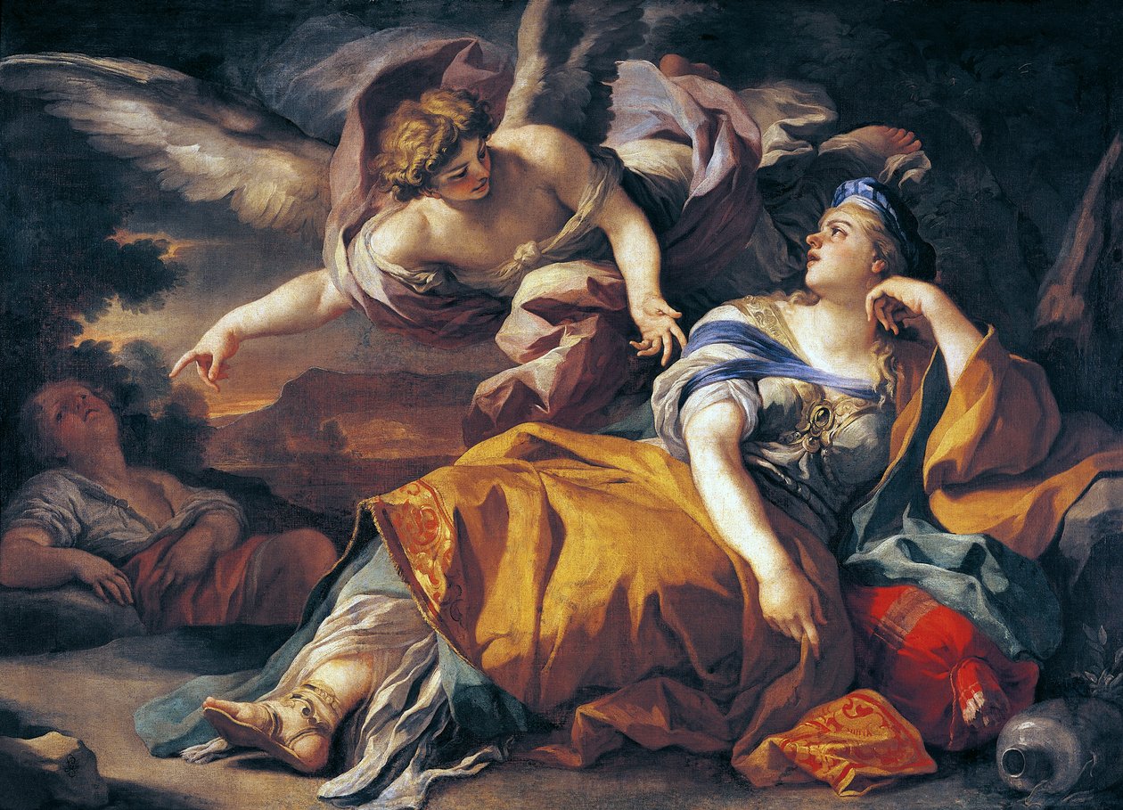 Hagar and the Angel, av Francesco Solimena (1657-1747), olje på lerret av Francesco Solimena
