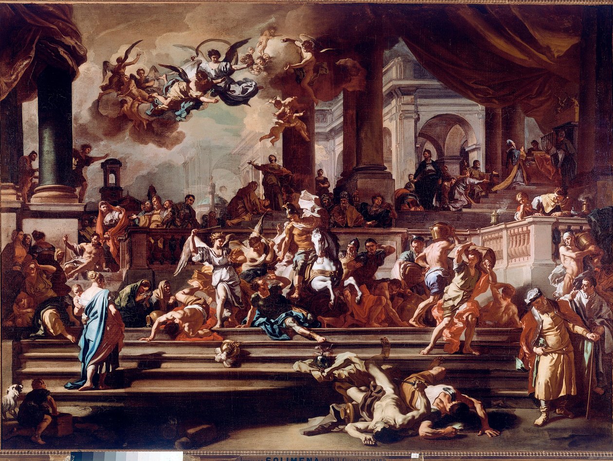 Heliodore (Heliodoros) Hunting of the Temple by the Angels Maleri av Francesco Solimena dit l