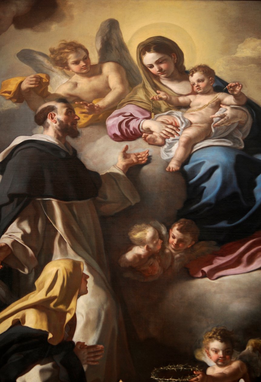 Madonna av rosenkransen med de hellige Dominic og Catherine av Francesco Solimena