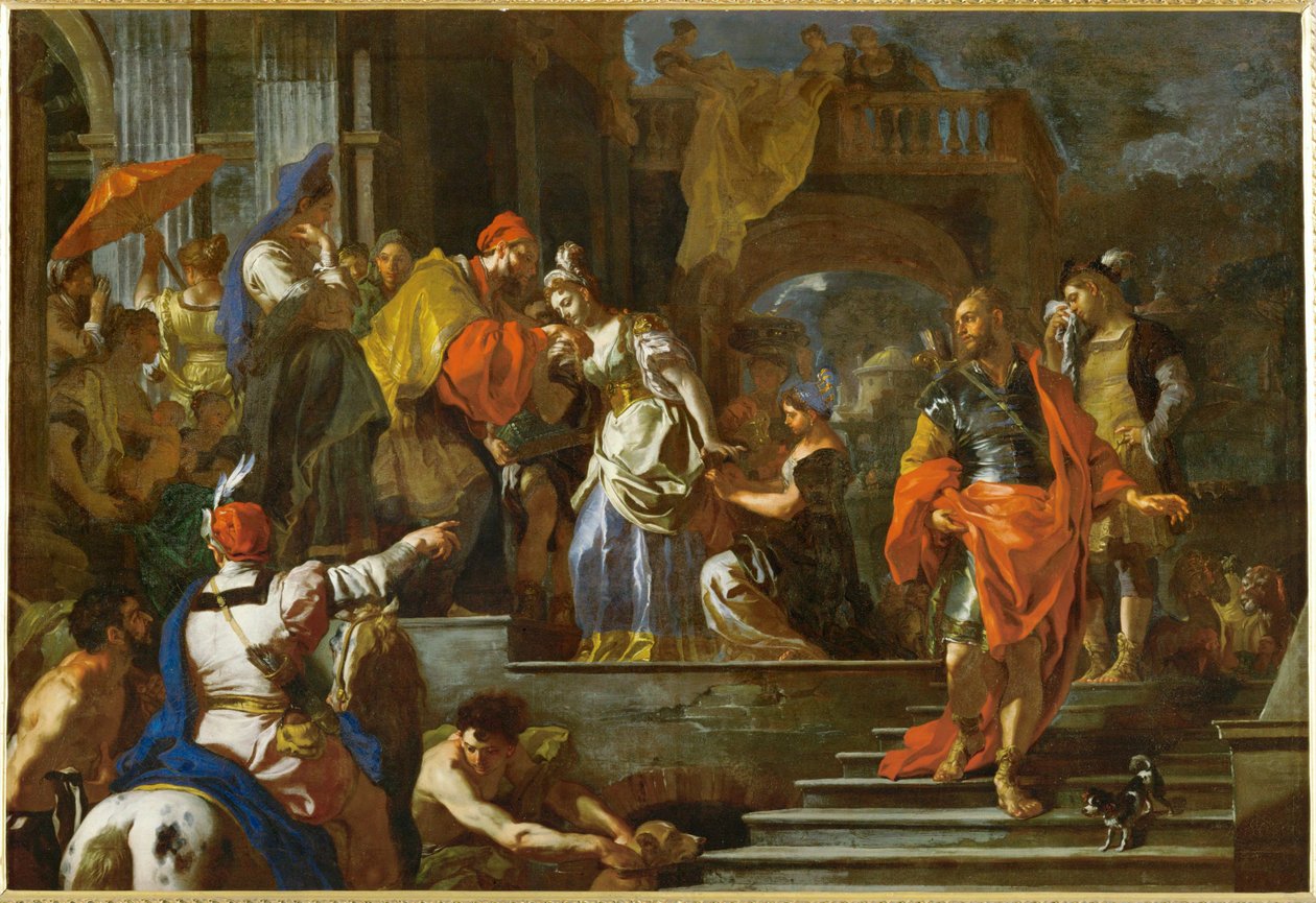 Rebeccas avreise (maleri på lerret) av Francesco Solimena