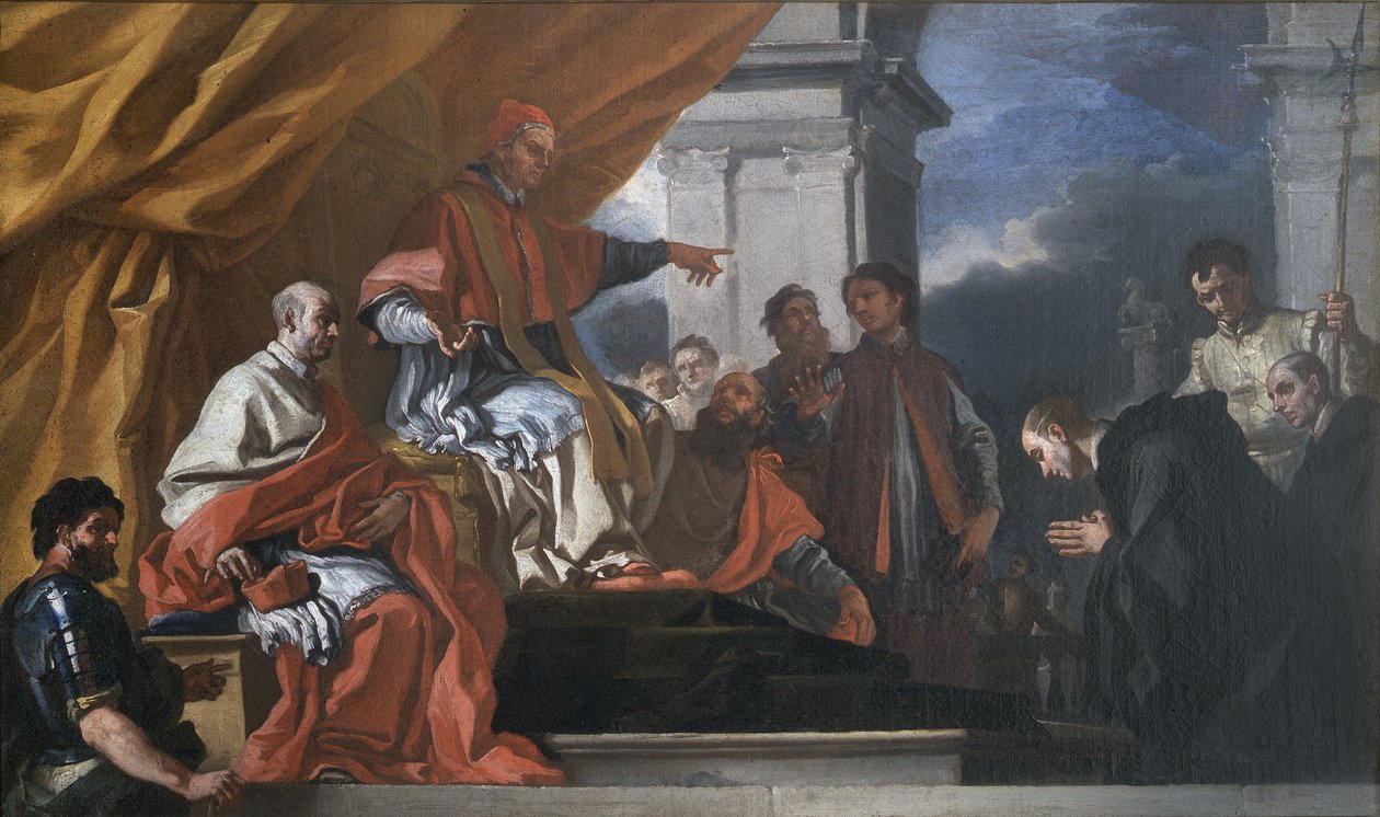 Den hellige Willibald søker pave Gregor IIIs velsignelse før han går for å evangelisere sakserne av Francesco Solimena