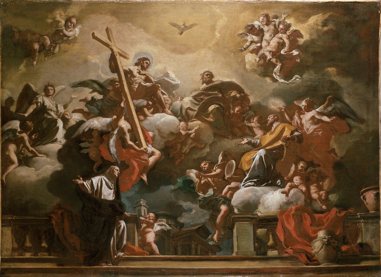 Den hellige treenighet med den hellige Philip Neri i herlighet, c1727-1730 av Francesco Solimena