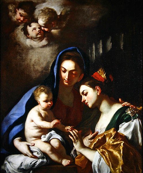 The Mystic Marriage of St. Catherine (olje på lerret) av Francesco Solimena