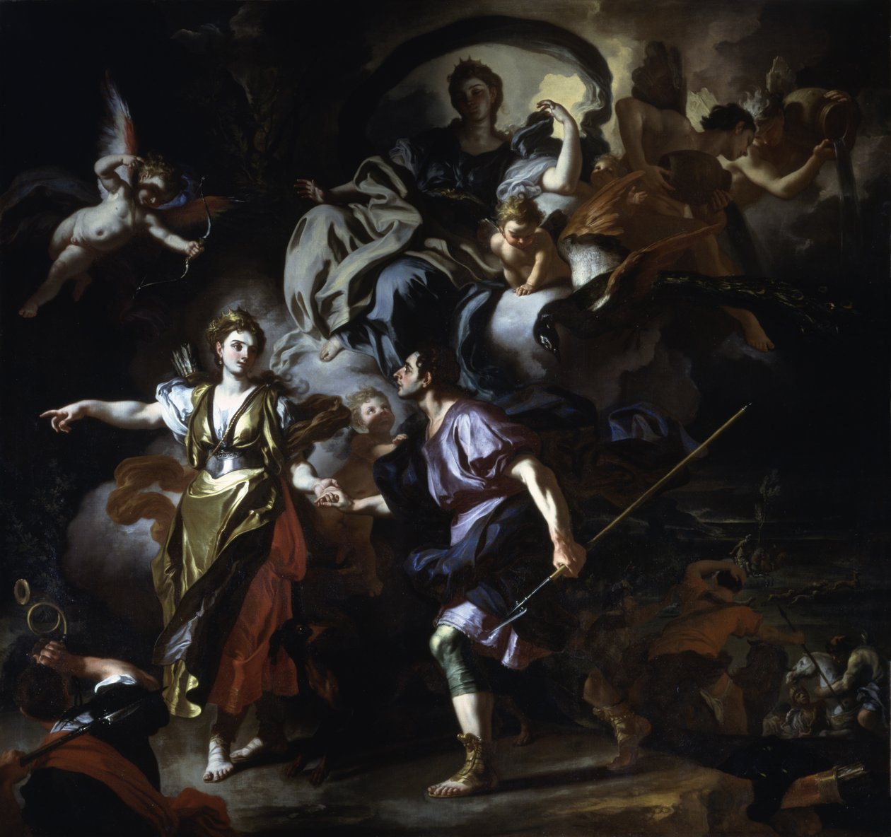 Den kongelige jakten på Dido og Aeneas, ca. 1712-14 av Francesco Solimena